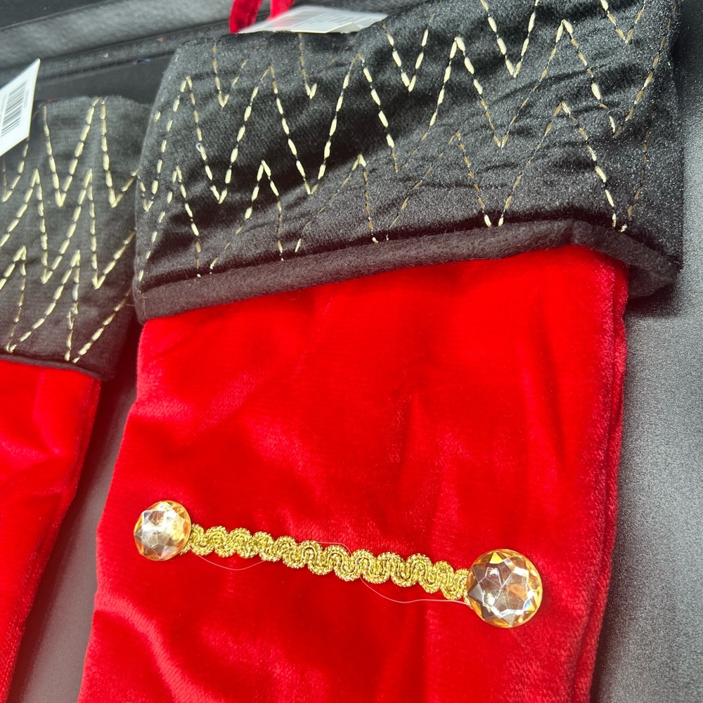 Red and Black Christmas nutcracker /soldier Stockings new with tags set of 2 - Picture 3 of 8